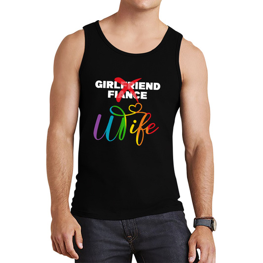 LGBTQ Girlfriend Fiance Wife Rainbow Pride Bachelorette Party Wedding Bridal Party Tank Top