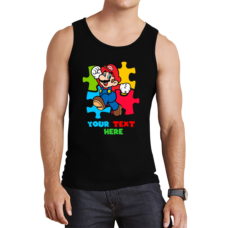 Personalised Your Name Super Mario Vest Funny Game Lovers Players Video Game Tank Top