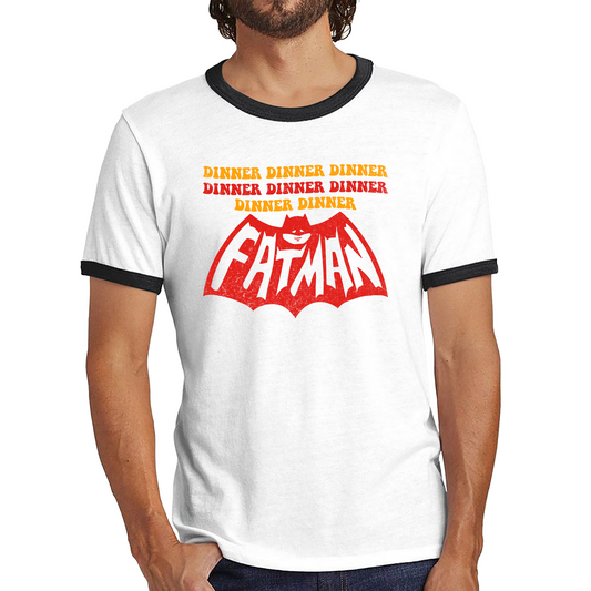 Dinner Dinner Fatman Tshirt Superhero Batman Inspired Funny Novelty Comic Parody Ringer T Shirt