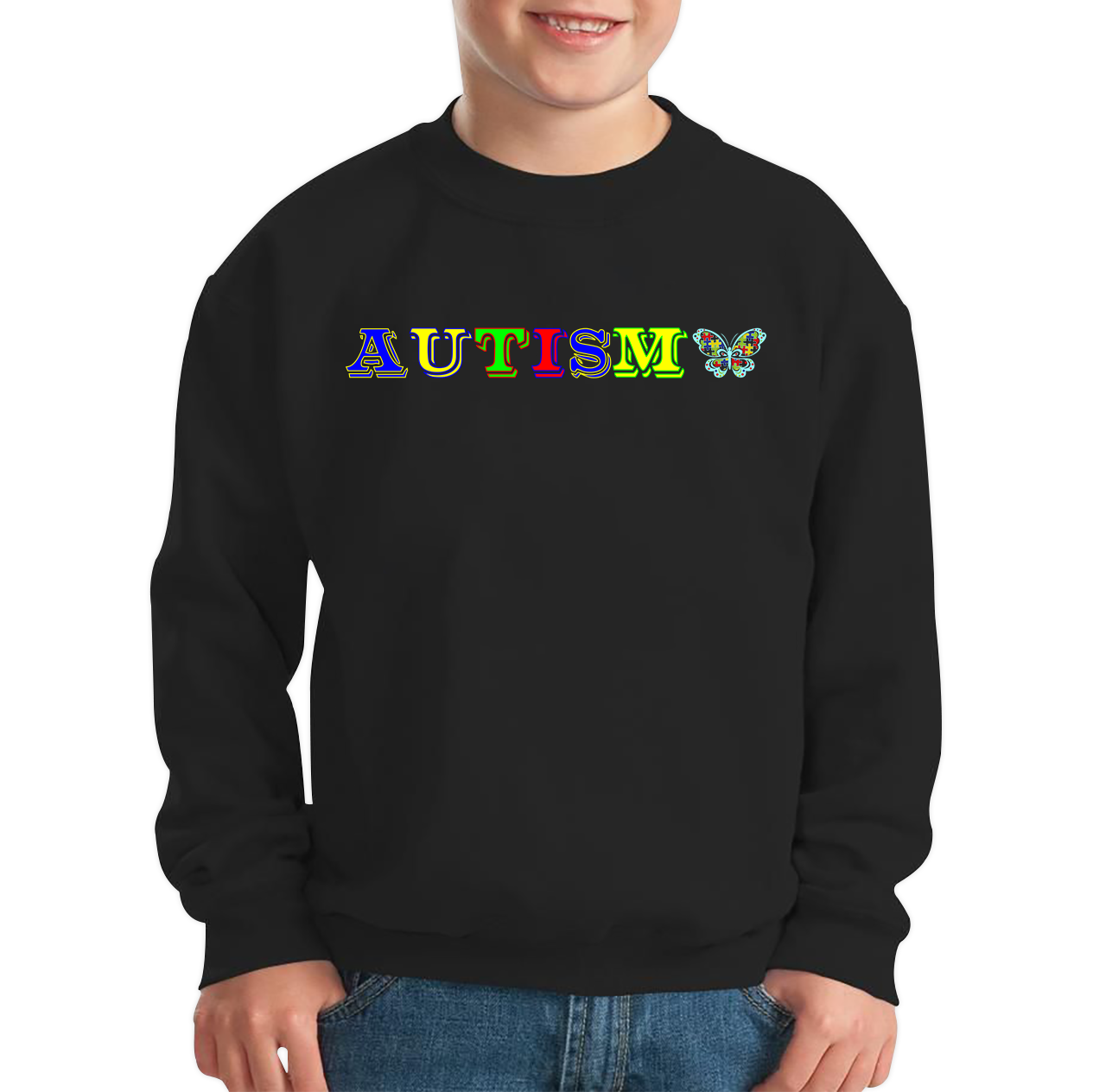 Autism Awareness With Butterfly Kids Sweatshirt