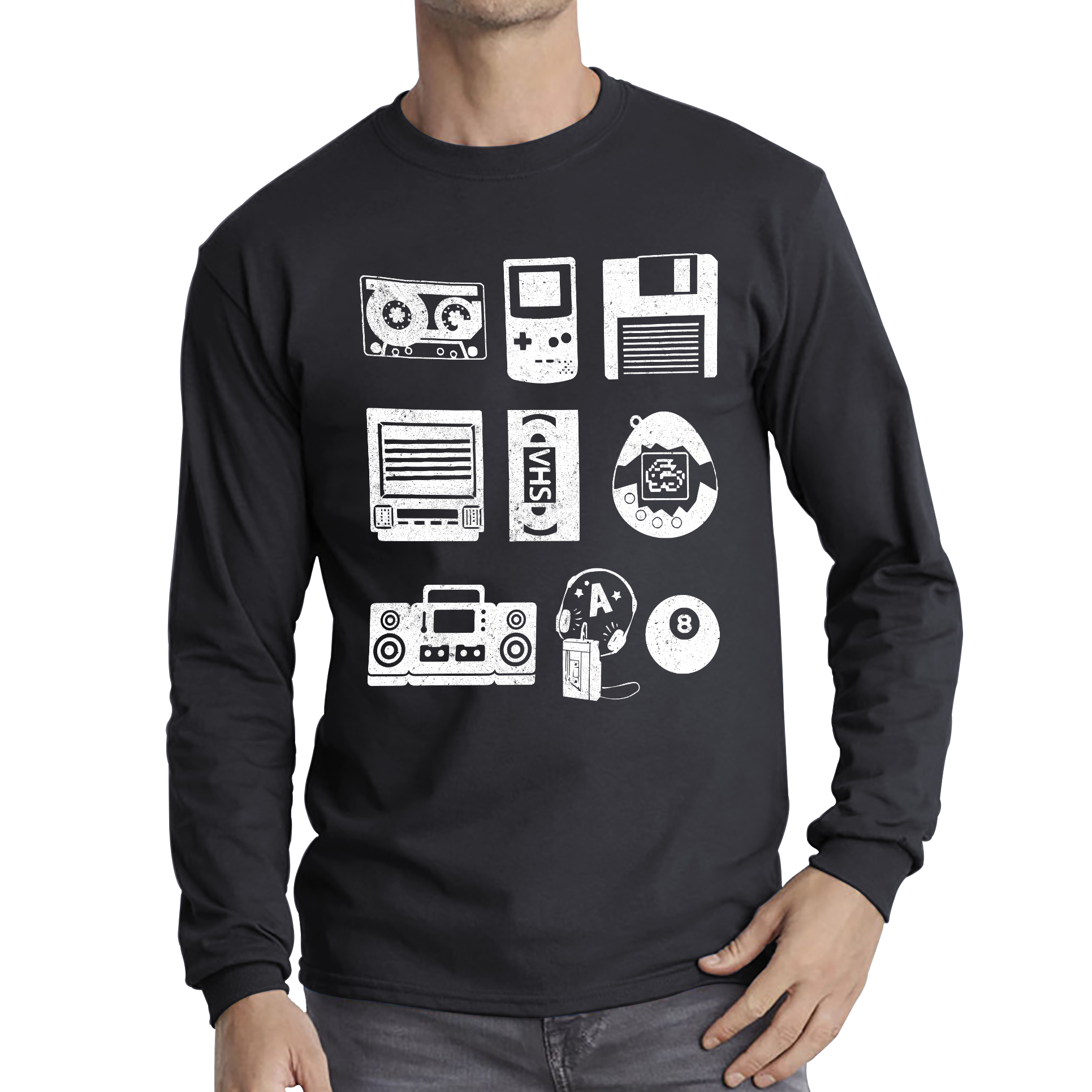 80s 90s Video Game Retro Vintage Classic Arcade Adult Long Sleeve T Shirt