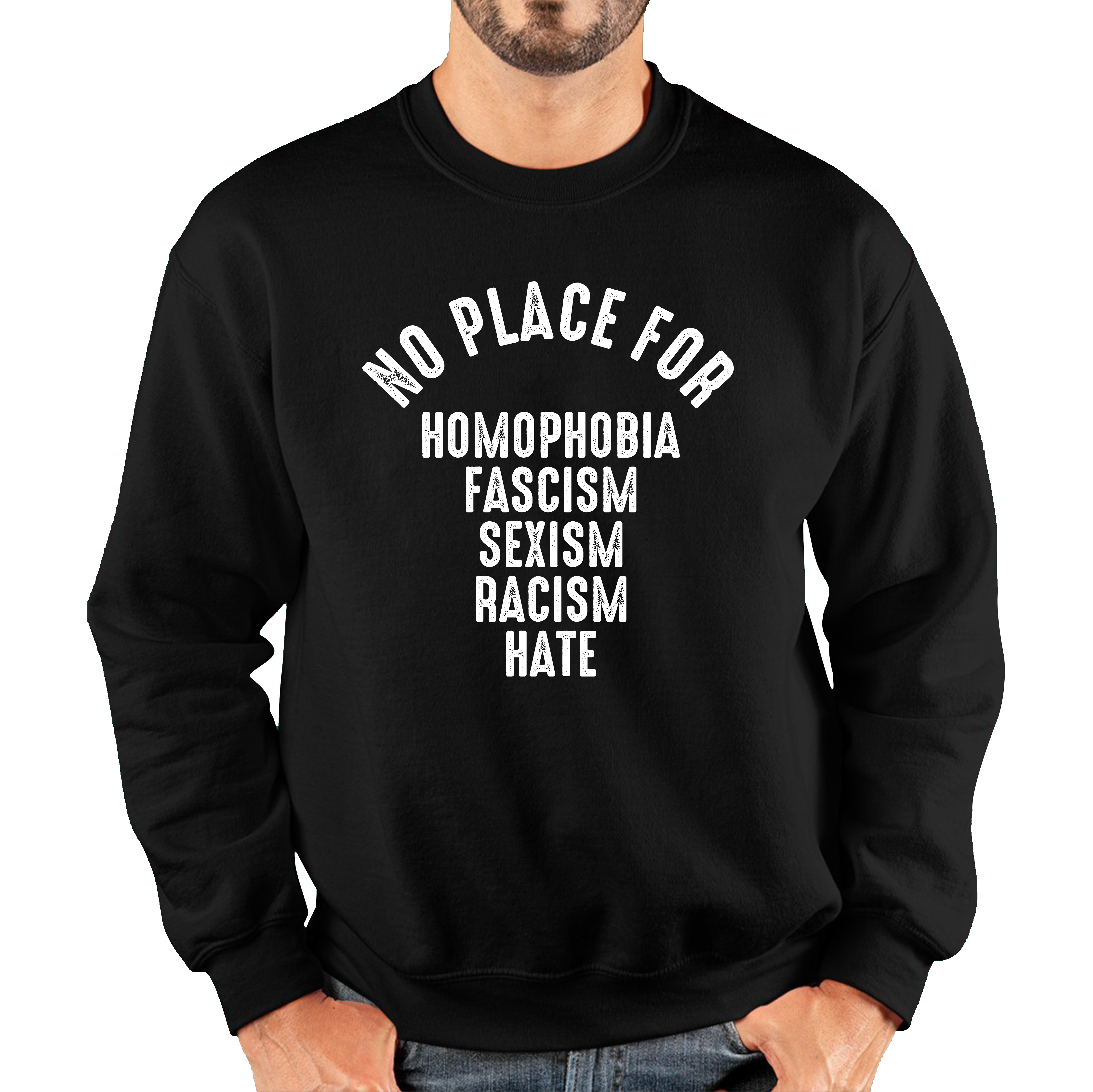 No Place For Homophobia Fascism Sexism Racism Hate Adult Sweatshirt