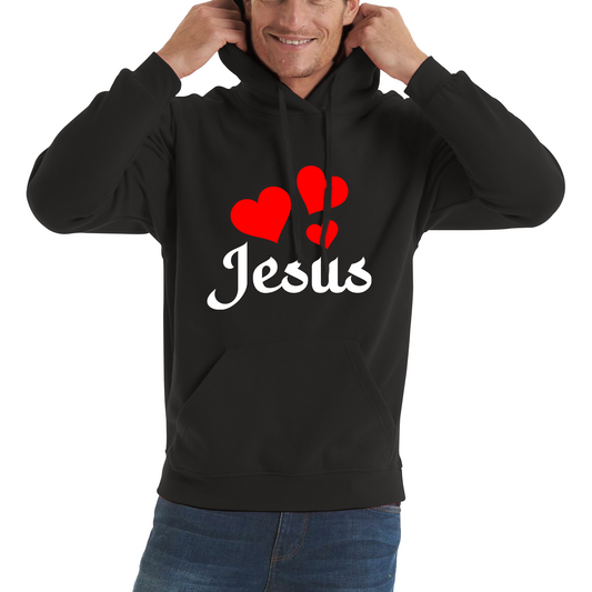 Love Jesus Hearts Jesus Christ Christians Religious Spirituality Believe Unisex Hoodie