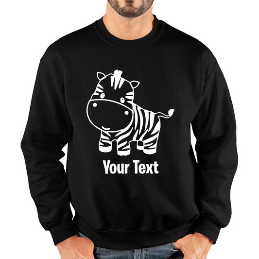 Personalised Cute Little Zebra Your Name Safari Animal Zoo Jungle Unisex Sweatshirt