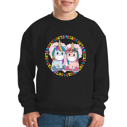 World Number Day Unicorn Cute Unicorn Couple Maths Day Numbers Day Counting Unicorn Lovers Kids Jumper