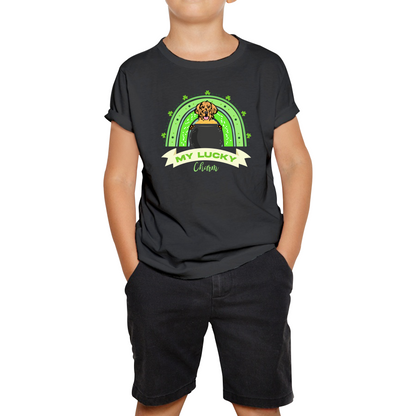 Golden Retriever Dog My Lucky Charm St. Patrick's Day Puppy Animal Pet Dog Lovers St Pattys Day Irish Festive Kids Tee