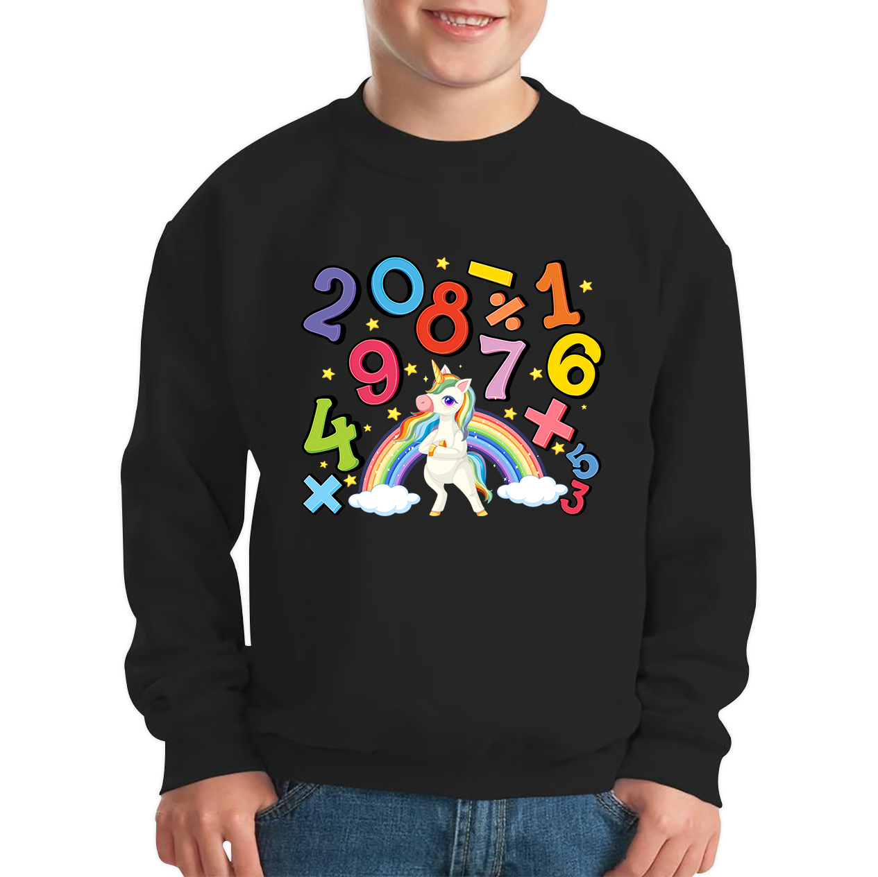 Number Day Unicorn Maths Day World Numbers Day Rainbow Colours Counting Kids Jumper