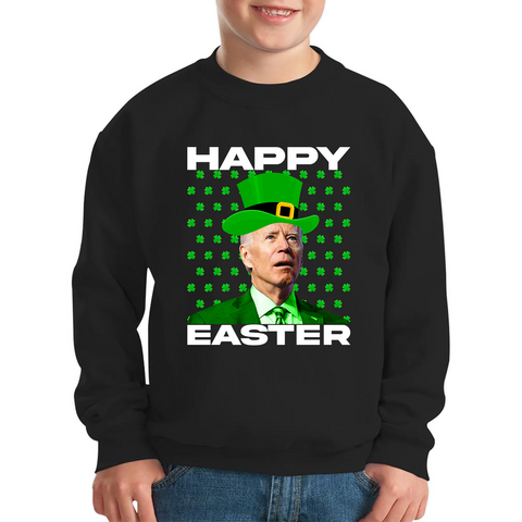Happy Easter Confused Biden St Patricks Day Meme Joe Biden Shamrock Funny Irish Kids Jumper