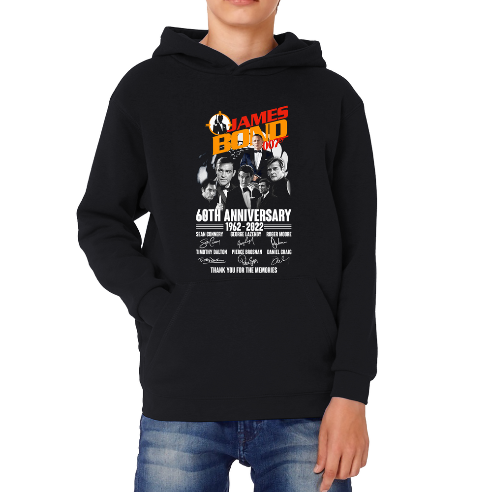 James Bond 007 60th Anniversary Thank You For The Memories Signature Popular TV Show Series Kids Hoodie