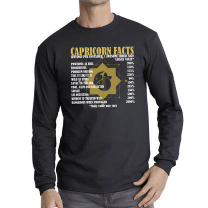 Capricorn Facts Horoscope Zodiac Astrological Sign Astrology Signs Birthday Present Long Sleeve T Shirt