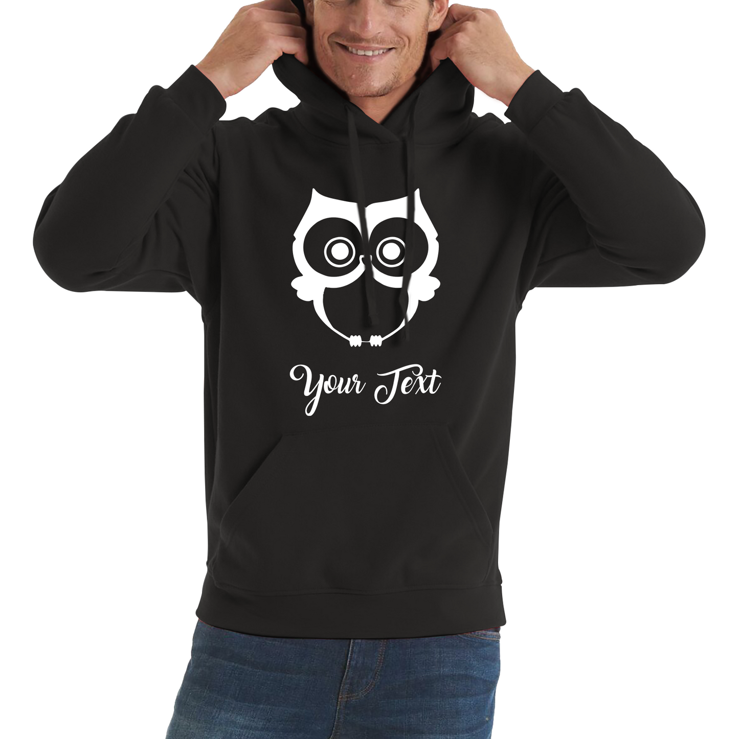 Personalised Cute Owl Your Name Cute Cartoon Owl Animal Lover Nature Lover Unisex Hoodie