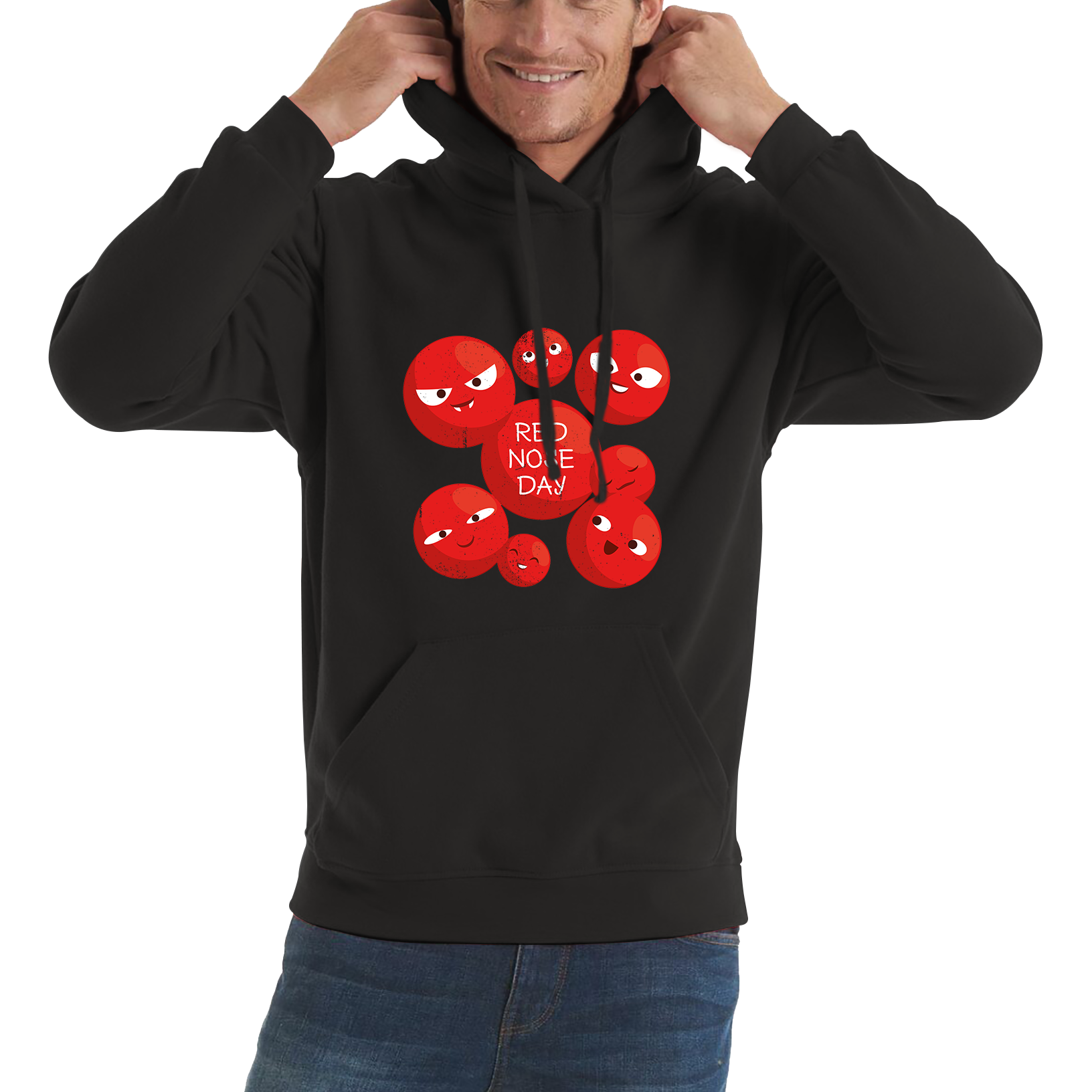 Red Nose Day Funny Noses Adult Hoodie. 50% Goes To Charity