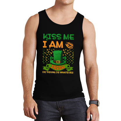 Kiss Me I Am Irish Or Drunk Or Whatever St Patricks Day Leprechaun Shamrock Drinking Team Tank Top