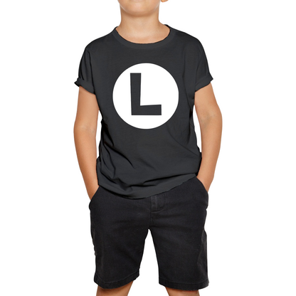 Mario Bros Character Logo Luigi Mario Waluigi Peach Bowser Toad Retro Gaming Kids Tee