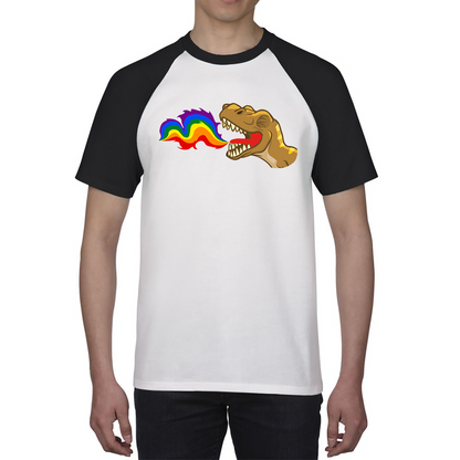 LGBT T-Rex Dinosaur Pride Lgbt Dino Rainbow Fire Baseball T Shirt