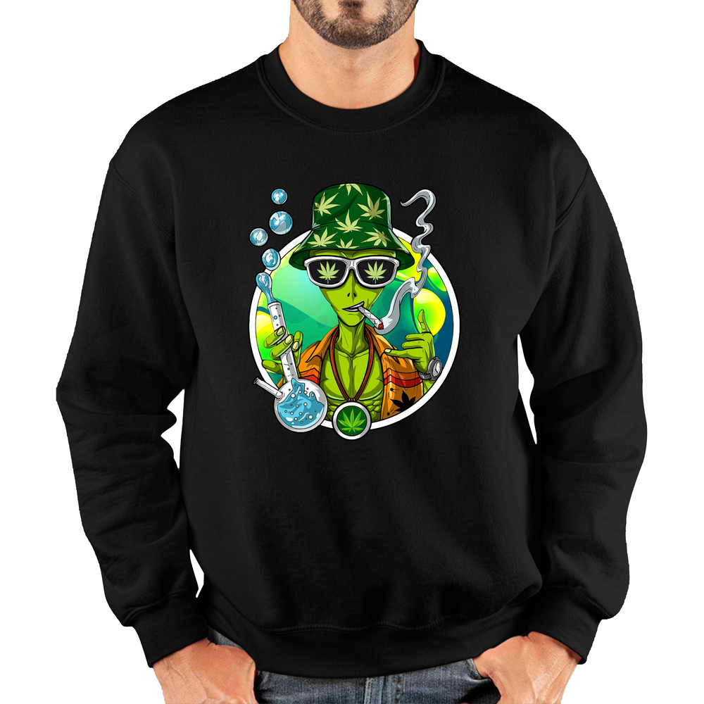 Weed Alien Stoner Jumper Marijuana, Cannabis Lovers Funny Joke Unisex Sweatshirt