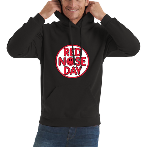 Smiley Face Red Nose Day Adult Hoodie. 50% Goes To Charity