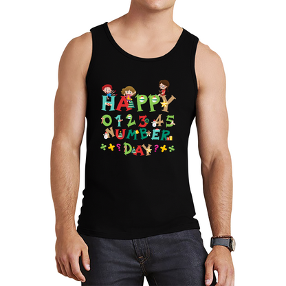 Happy Numbers Day Colourful Cartoon Numbers Day Maths Day School Charity Day Tank Top