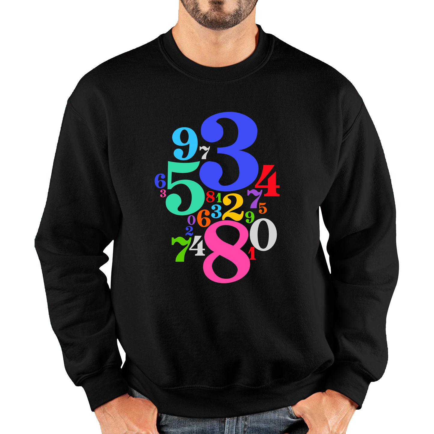 Numbers Day Maths Day Colourful Numbers Math Lovers Mathletics School Charity Day Unisex Sweatshirt