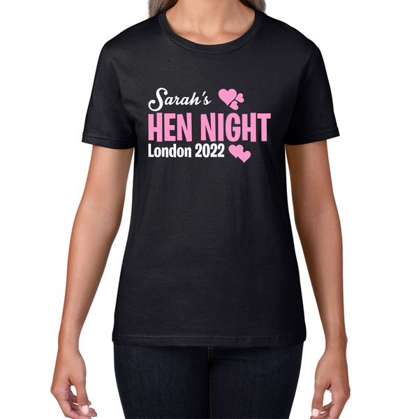 Personalised Your Name Hen Night Funny Hen Party Bachelorette Bridal Party Womens Tee Top