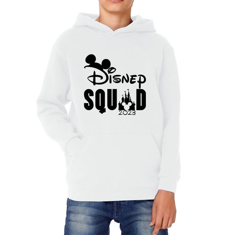 Disney Squad 2023 Mickey Mouse Minnie Mouse Disney Castle Magical Kingdom Cartoon Festive Disneyland Vacation Trip Kids Hoodie