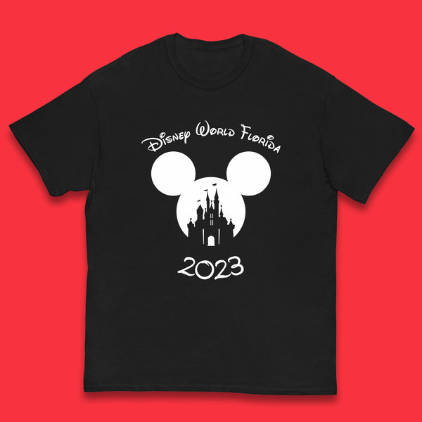 Disney World Florida 2023 Mickey Mouse Minnie Mouse Cartoon Magical Kingdom Disney Castle Disneyland Vacation Trip Kids T Shirt