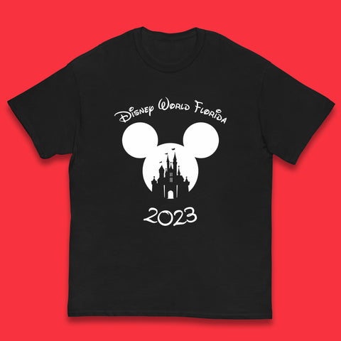 Disney World Florida 2023 Mickey Mouse Minnie Mouse Cartoon Magical Kingdom Disney Castle Disneyland Vacation Trip Kids T Shirt