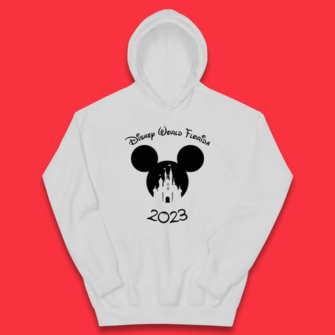 Disney World Florida 2023 Mickey Mouse Minnie Mouse Cartoon Magical Kingdom Disney Castle Disneyland Vacation Trip Kids Hoodie
