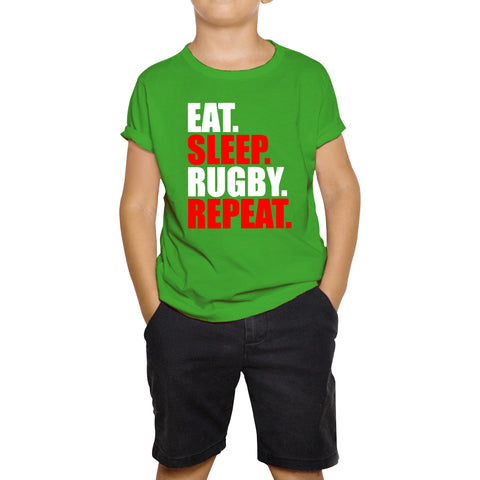 Eat Sleep Rugby Repeat Kids T-Shirt