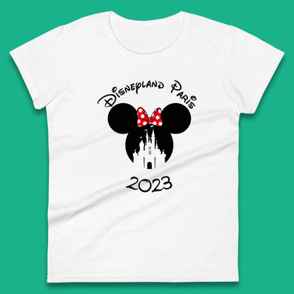 Disney Land Paris 2023 Mickey Mouse Minnie Mouse Cartoon Magical Kingdom Disney Castle Disneyland Vacation Trip Womens Tee Top