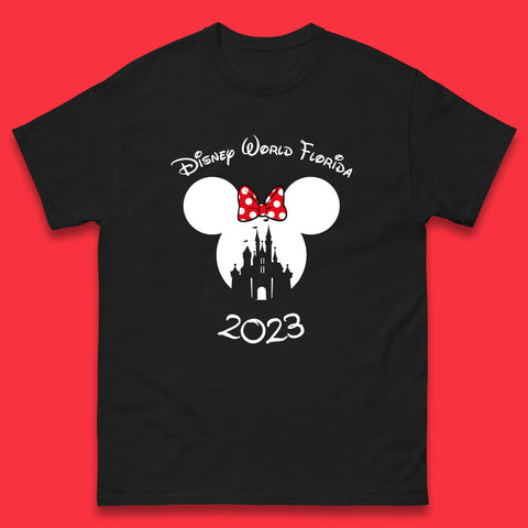 Disney World Florida 2023 Mickey Mouse Minnie Mouse Cartoon Magical Kingdom Disney Castle Disneyland Vacation Trip Mens Tee Top