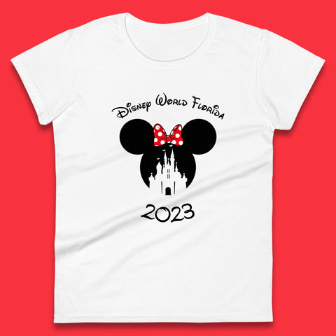 Disney World Florida 2023 Mickey Mouse Minnie Mouse Cartoon Magical Kingdom Disney Castle Disneyland Vacation Trip Womens Tee Top