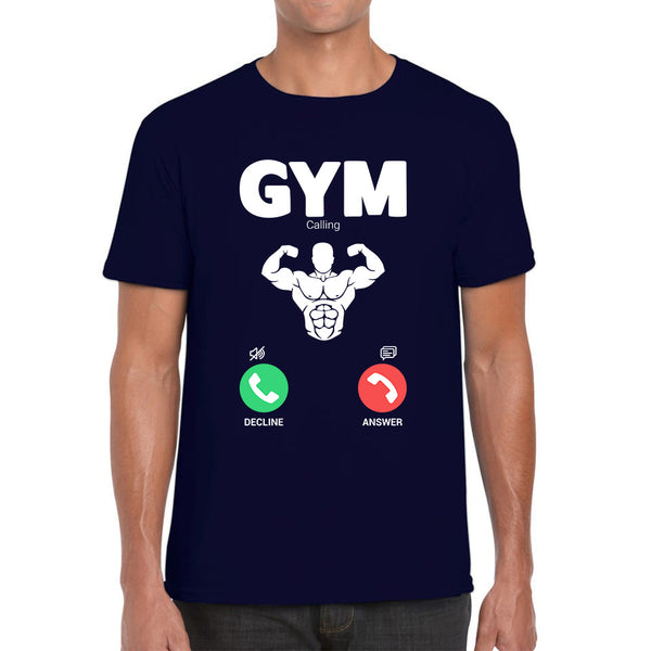 Gym Calling Gym Lover Awesome Gym Weightlifter Fitness Gym Is Calling Me Muscle Bodybuilding Six Pack Abs Mens Tee Top