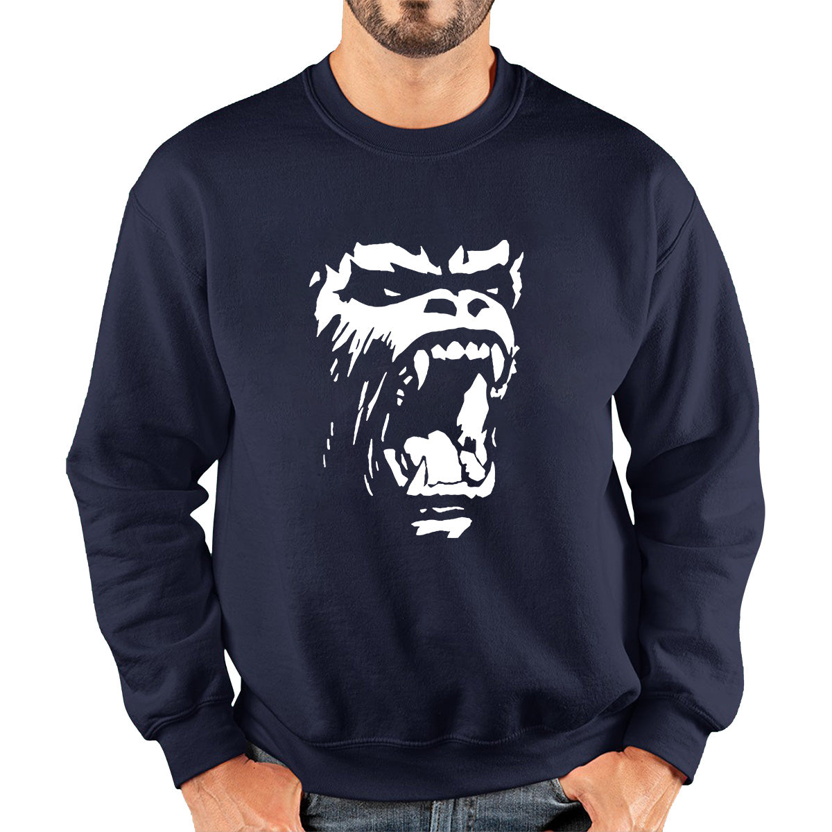 Gorilla Roar Angry Face Gym Workout Fitness Gym Clothing Workout Training Bodybuilding Unisex Sweatshirt
