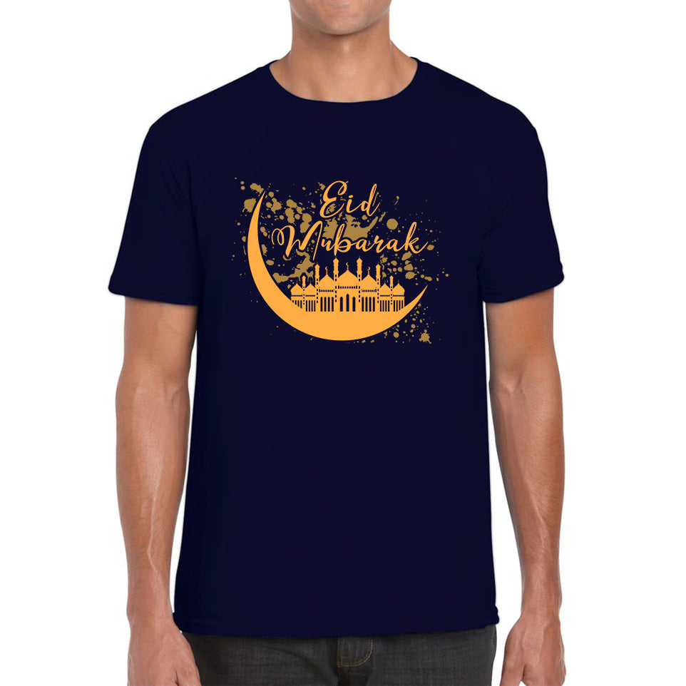 Eid Mubarak Crescent Moon Muslims Religious Islamic Mosque Holy Month Blessed Eid Festival Mens Tee Top