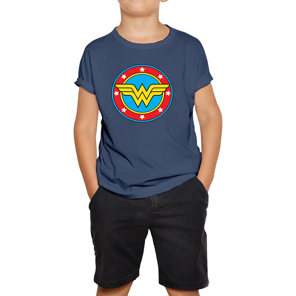 Wonder Woman Shield Logo Superhero Wonder Girl Comic Book Character Super Woman Kids T Shirt
