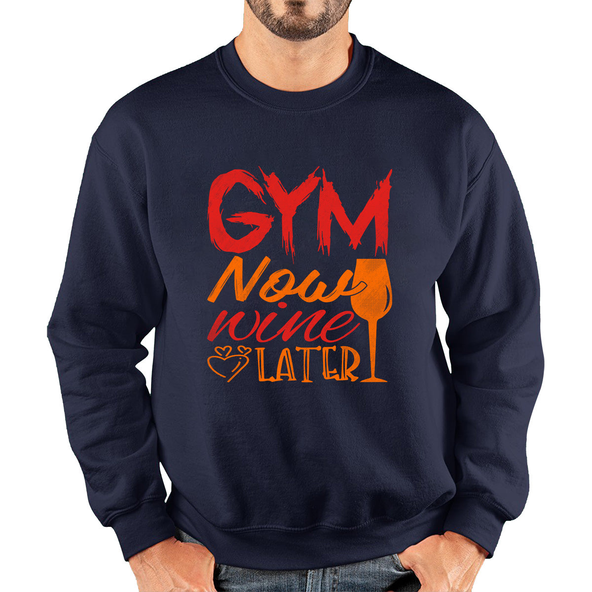 Gym Now Wine Latter Funny Gym Fitness Workout Sarcastic Wine Quotes Wine Lovers Unisex Sweatshirt