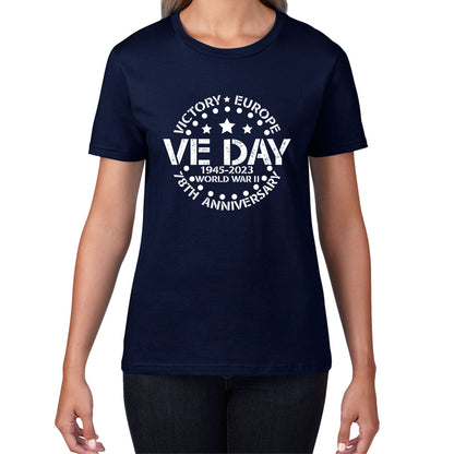 Victory In Europe VE Day 1945-2023 78th Anniversary Armed Forces Victory Day Remembrance Day Womens Tee Top