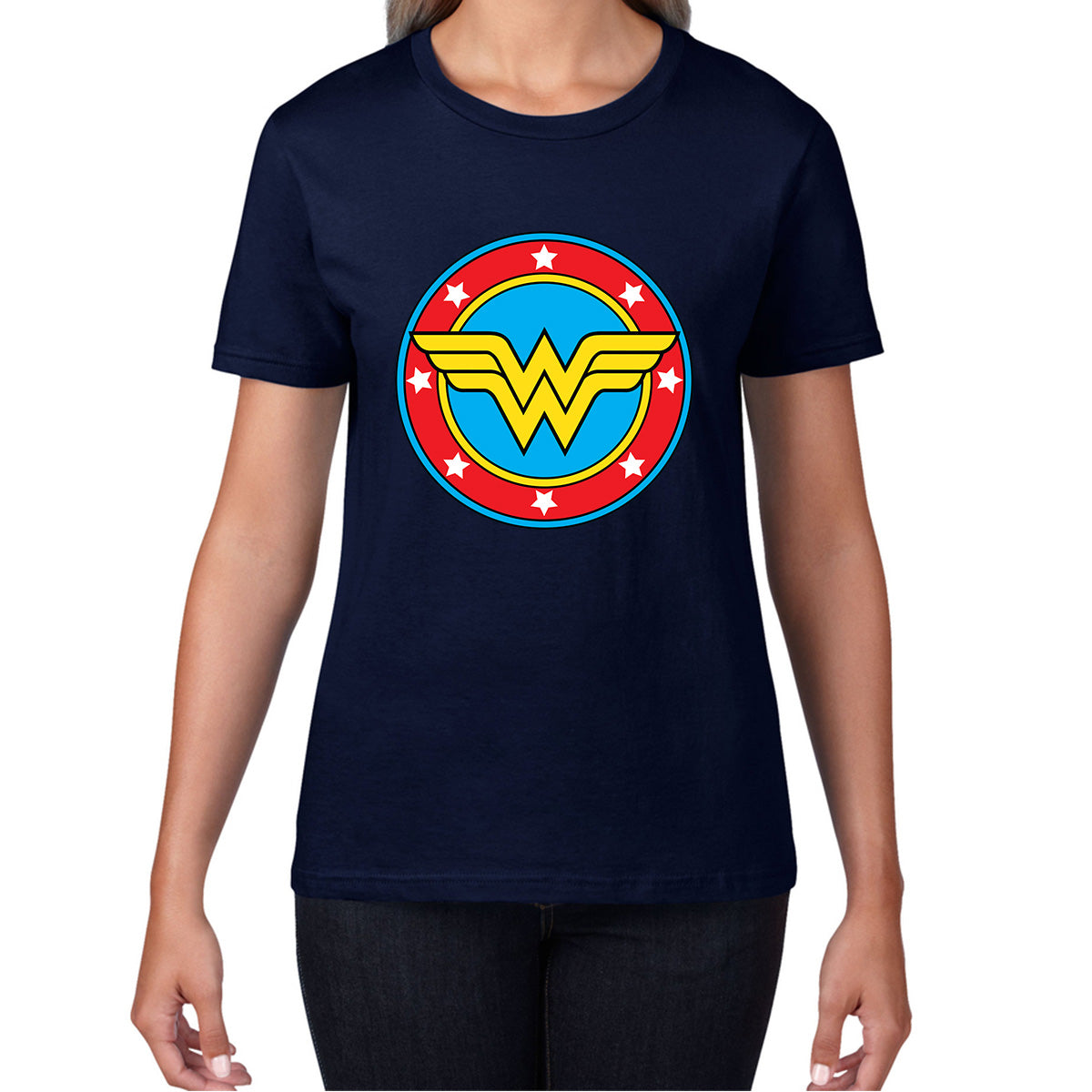 Wonder Woman Shield Logo Superhero Wonder Girl Comic Book Character Super Woman Womens Tee Top