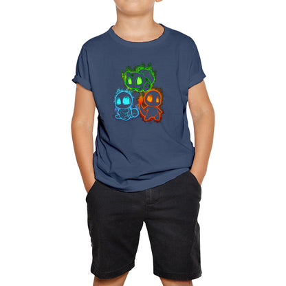 Pokemon Cool Evolutions Minimalistic Pokémon Kanto Starters Bulbasaur, Charmander, Squirtle, Pikachu And Eevee Kids T Shirt