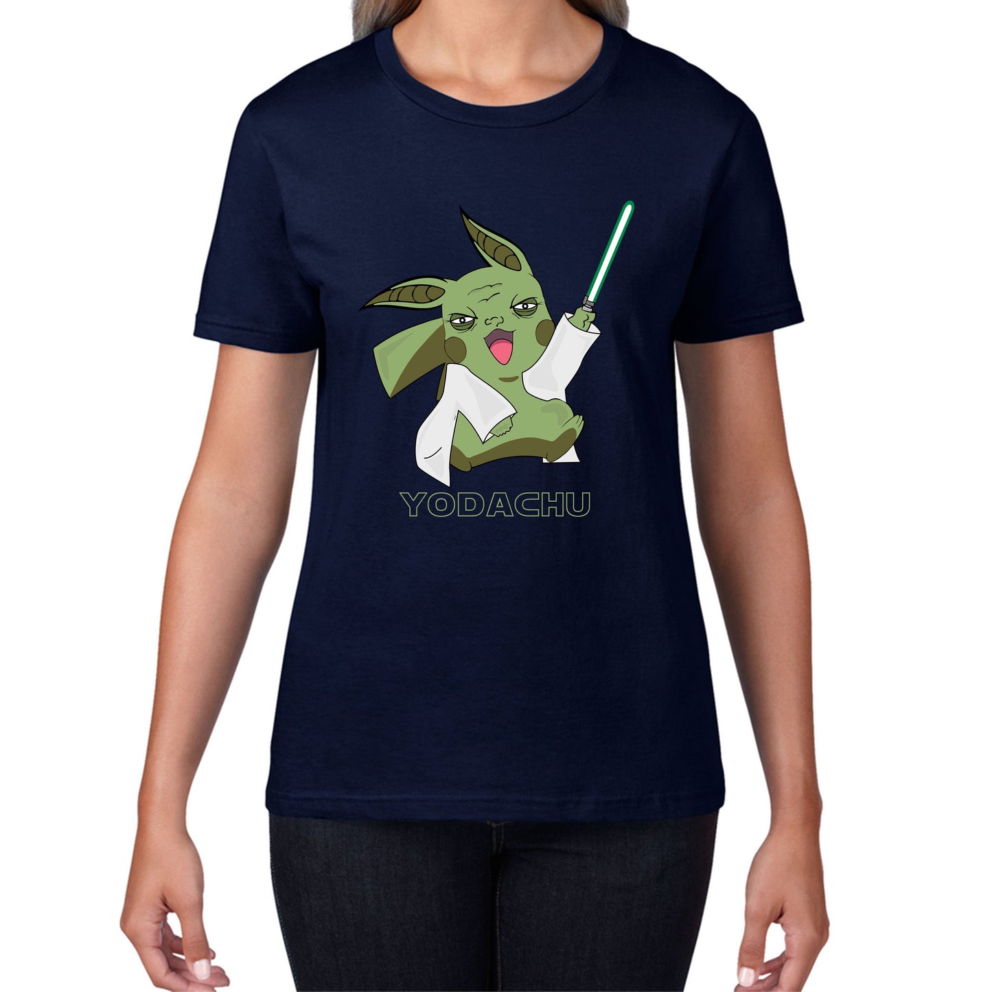 Yodachu Anime Lightsaber Movie Nintendo Parody Pikachu Pokémon Stars Wars Video Game Yoda Star Wars 46th Anniversary Womens Tee Top