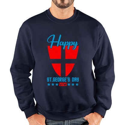 Happy St George's Day 2023 Saint George Cross Shield England Flag Religious Warriors St George Day Unisex Sweatshirt