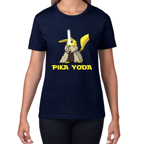 Pika Yoda Pikachu As Master Yoda Jedi Pokémon Star Wars Parody Jedi Pika Star Wars Day 46th Anniversary Womens Tee Top