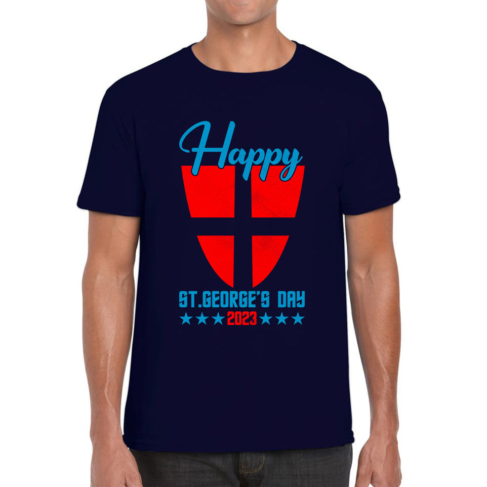 Happy St George's Day 2023 Saint George Cross Shield England Flag Religious Warriors St George Day Mens Tee Top