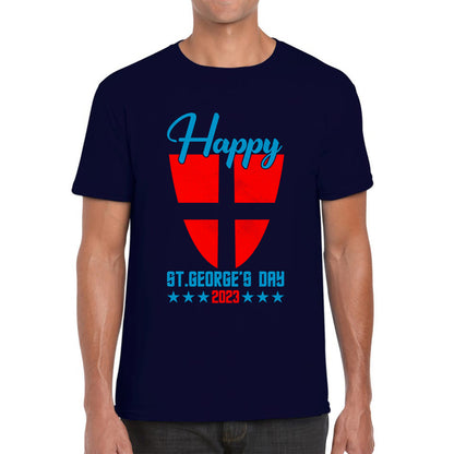 Happy St George's Day 2023 Saint George Cross Shield England Flag Religious Warriors St George Day Mens Tee Top