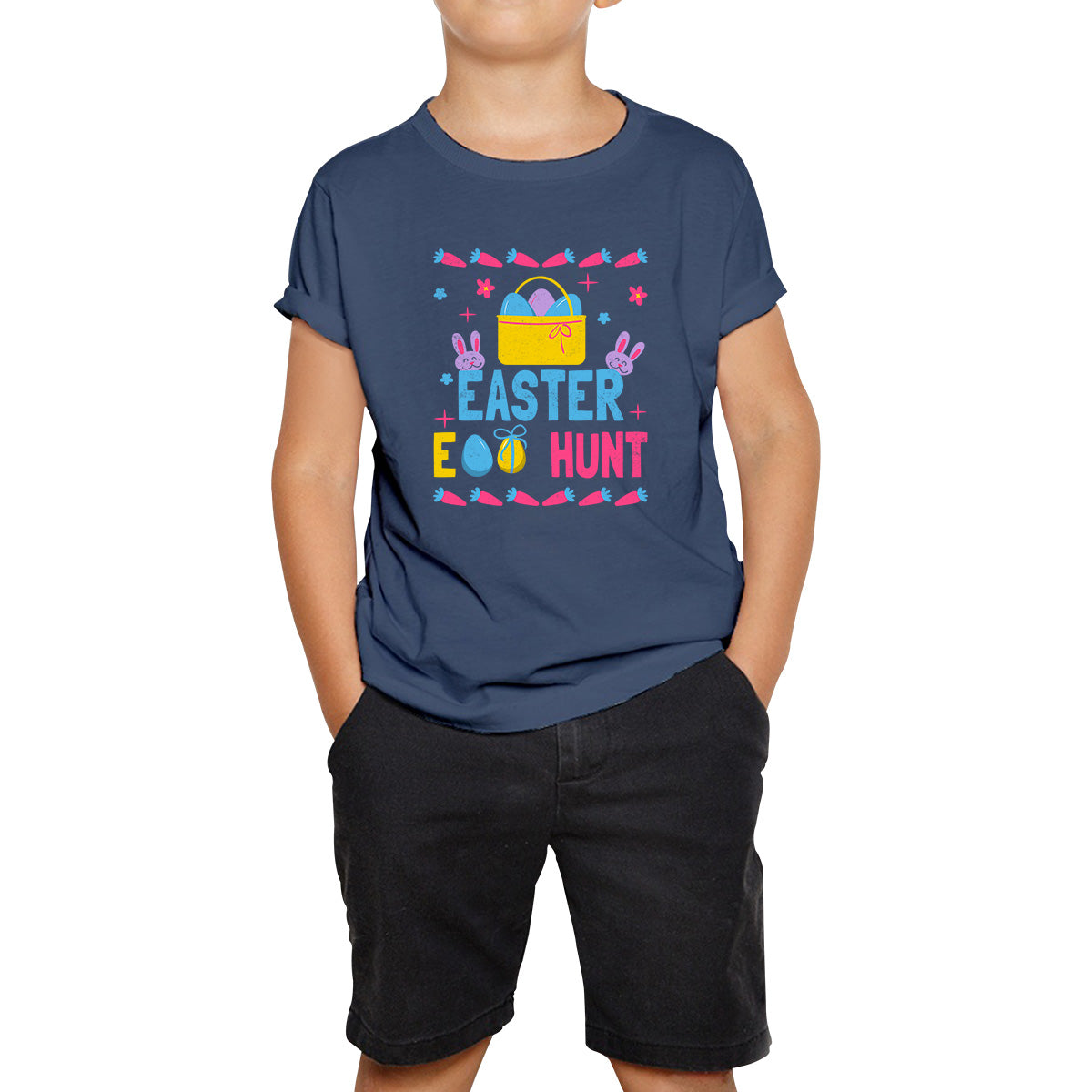 Easter Egg Hunt Hunting Squad Religious Christian Easter Egg Hunt Season Hunting Crew Egg Bucket Easter Bunny Kids T Shirt