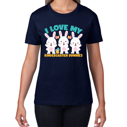 I Love My Kindergarten Bunnies Teacher Easter Bunny Teacher Back To School Womens Tee Top