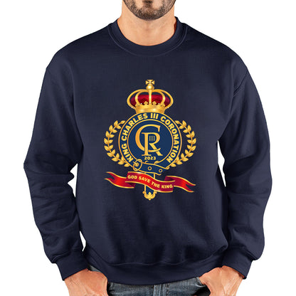 King Charles III Coronation 2023 CR III God Save The King Royal Crown United Kingdom Ruling Monarch Unisex Sweatshirt