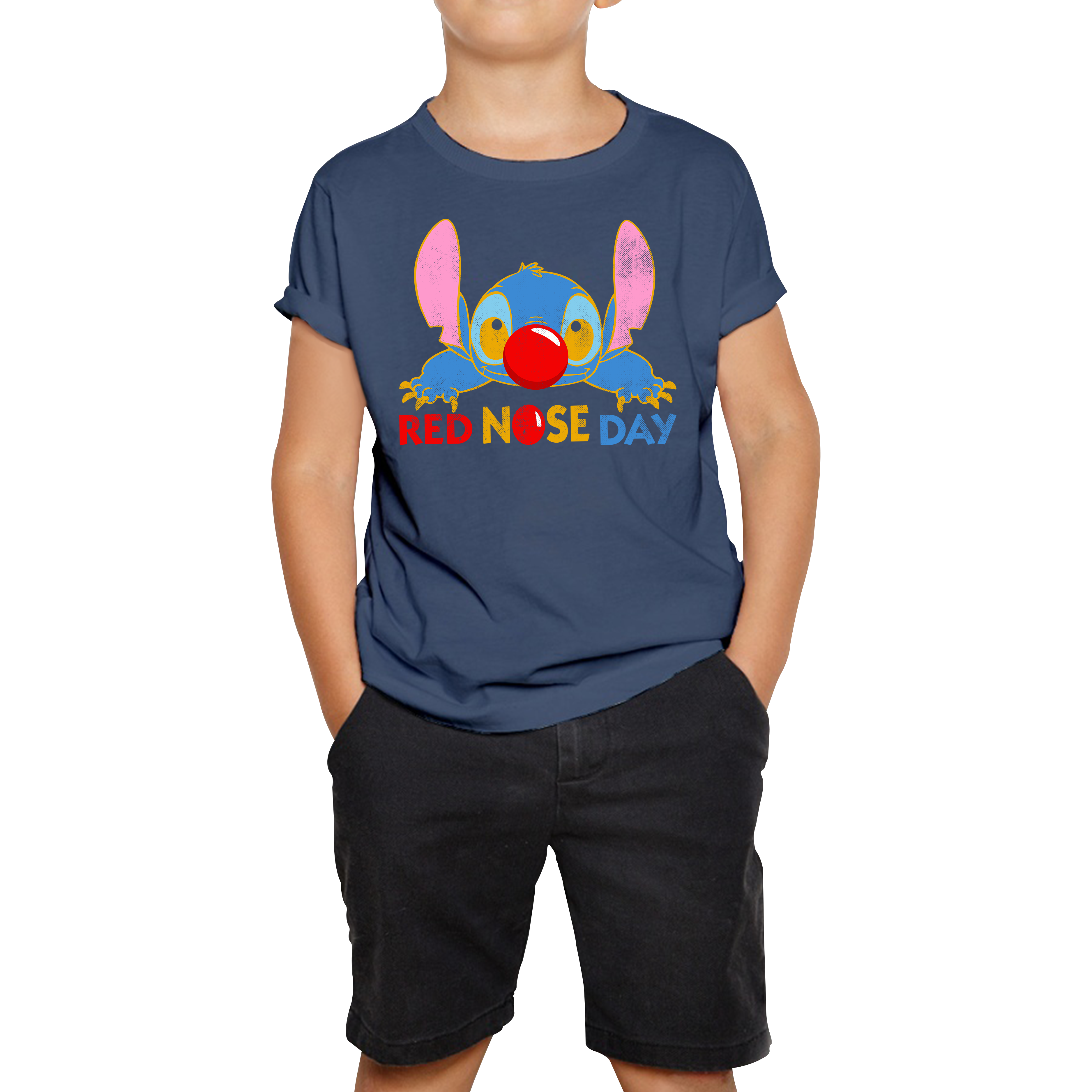 Disney Stitch Red Nose Day Kids Tee Top Ohana Red Nose Day Funny  Kids T Shirt. 50% Goes To Charity