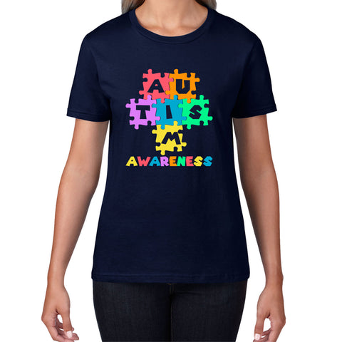 Autism Awareness Jigsaw Puzzle Pieces Autism Support Acceptance Autistic Pride Autism Month Womens Tee Top